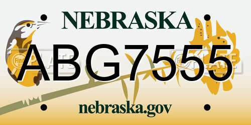 ABG7555 Nebraska License Plate