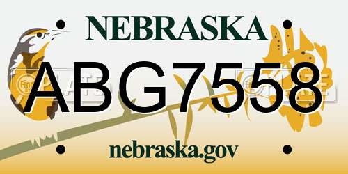 ABG7558 Nebraska License Plate