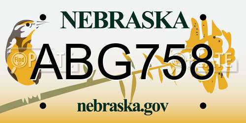ABG758 Nebraska License Plate