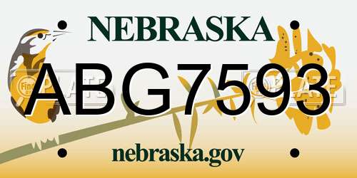 ABG7593 Nebraska License Plate