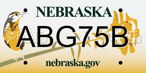 ABG75B Nebraska License Plate