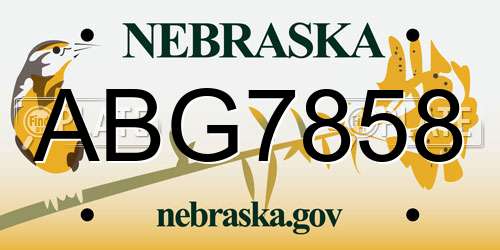 ABG7858 Nebraska License Plate
