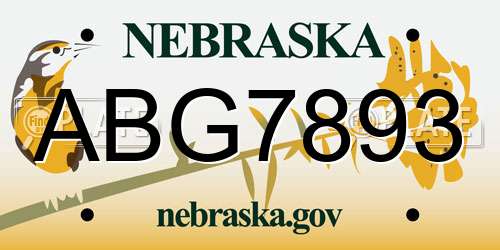 ABG7893 Nebraska License Plate
