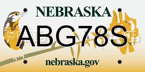 ABG78S Nebraska License Plate