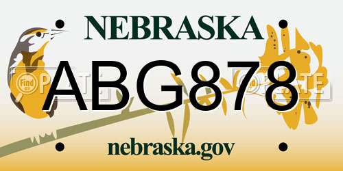 ABG878 Nebraska License Plate
