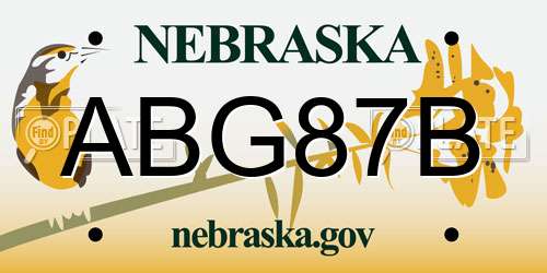 ABG87B Nebraska License Plate