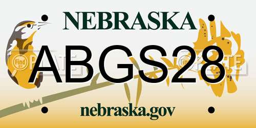 ABGS28 Nebraska License Plate