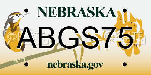 ABGS75 Nebraska License Plate