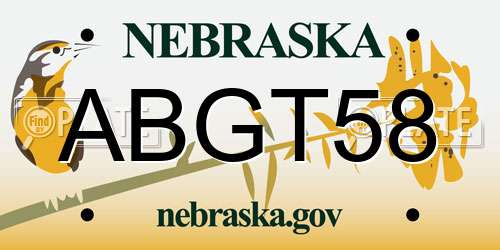 ABGT58 Nebraska License Plate