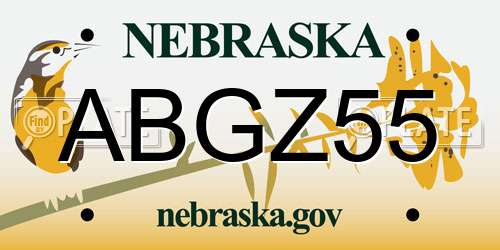 ABGZ55 Nebraska License Plate