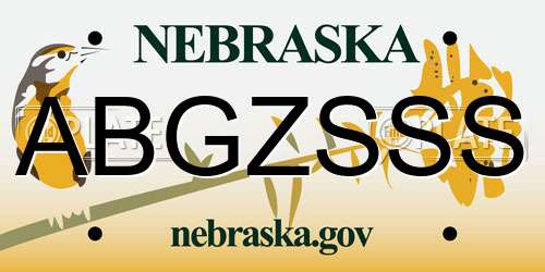 ABGZSSS Nebraska License Plate