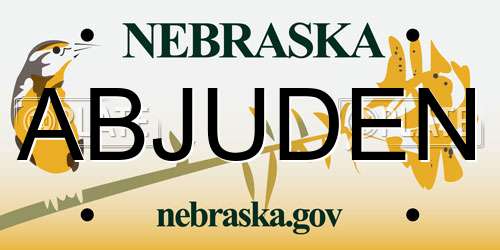 ABJUDEN Nebraska License Plate