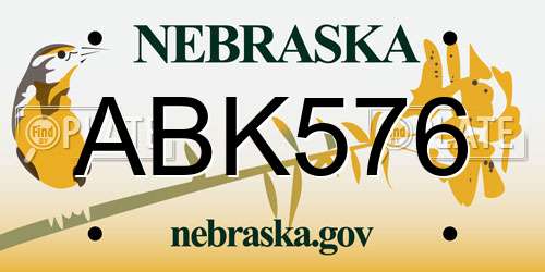 ABK576 Nebraska License Plate