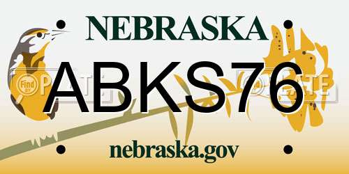ABKS76 Nebraska License Plate