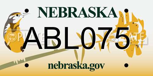 ABL075 Nebraska License Plate