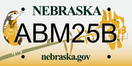 ABM25B Nebraska License Plate