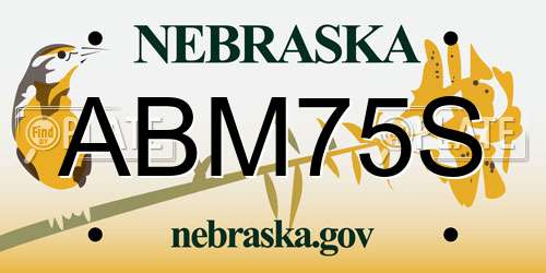 ABM75S Nebraska License Plate
