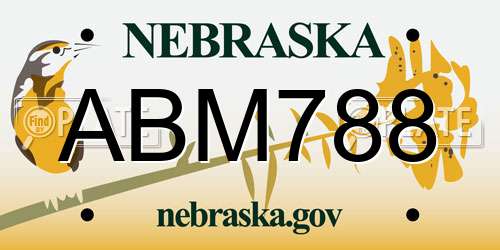 ABM788 Nebraska License Plate