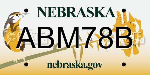 ABM78B Nebraska License Plate