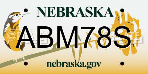 ABM78S Nebraska License Plate