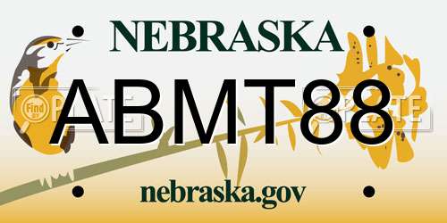ABMT88 Nebraska License Plate