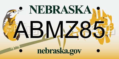 ABMZ85 Nebraska License Plate