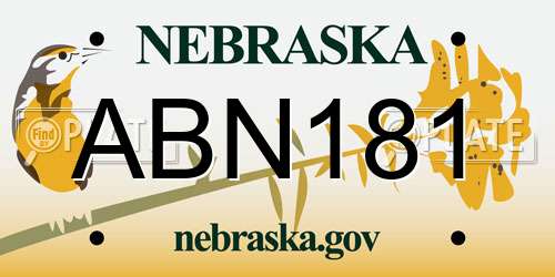 ABN181 Nebraska License Plate