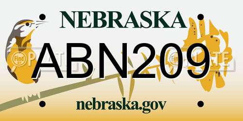 ABN209 Nebraska License Plate