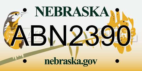 ABN2390 Nebraska License Plate