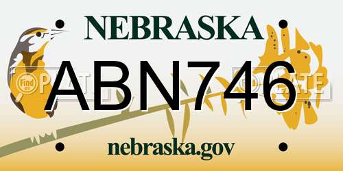 ABN746 Nebraska License Plate
