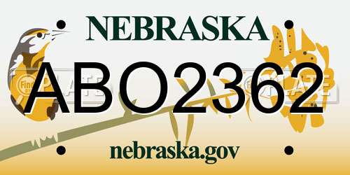 ABO2362 Nebraska License Plate