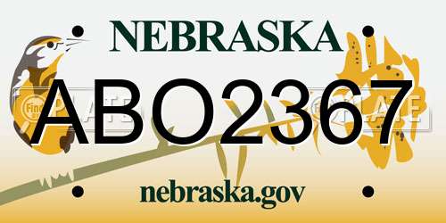 ABO2367 Nebraska License Plate