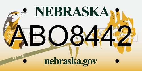 ABO8442 Nebraska License Plate