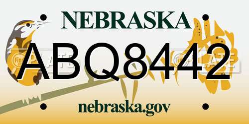 ABQ8442 Nebraska License Plate