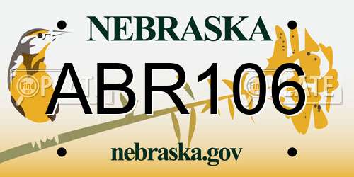ABR106 Nebraska License Plate