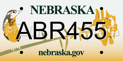 ABR455 Nebraska License Plate