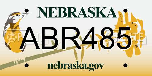 ABR485 Nebraska License Plate