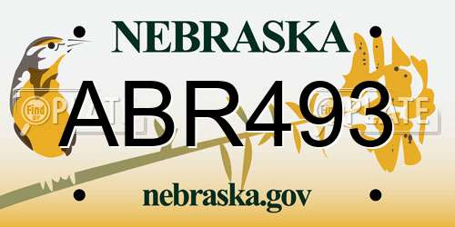 ABR493 Nebraska License Plate