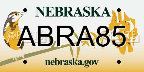 ABRA85 Nebraska License Plate