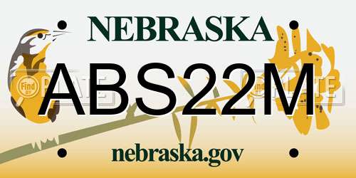 ABS22M Nebraska License Plate
