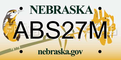 ABS27M Nebraska License Plate