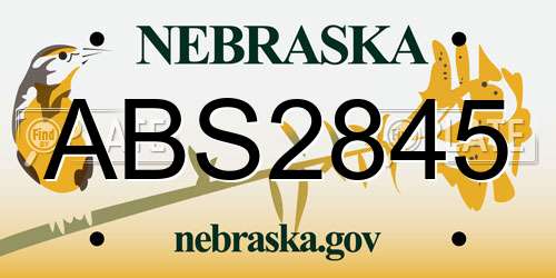 ABS2845 Nebraska License Plate