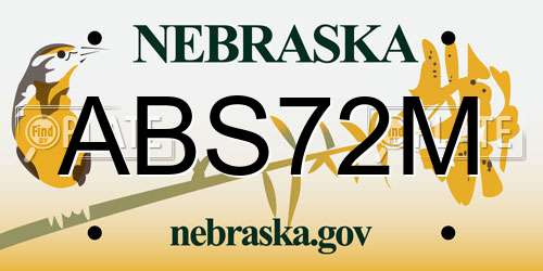 ABS72M Nebraska License Plate