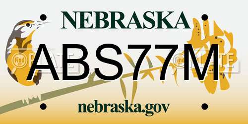 ABS77M Nebraska License Plate