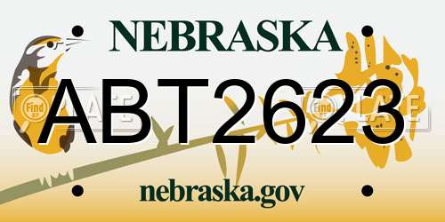 ABT2623 Nebraska License Plate