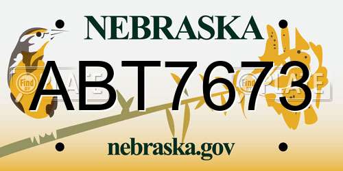 ABT7673 Nebraska License Plate