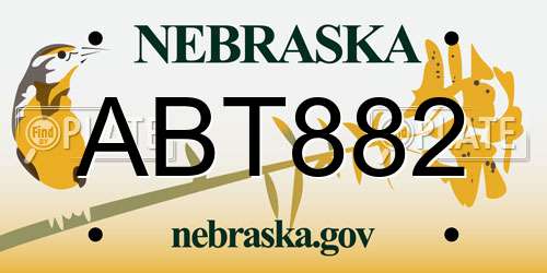 ABT882 Nebraska License Plate