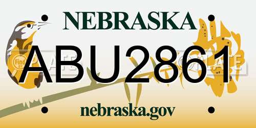 ABU2861 Nebraska License Plate