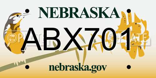ABX701 Nebraska License Plate