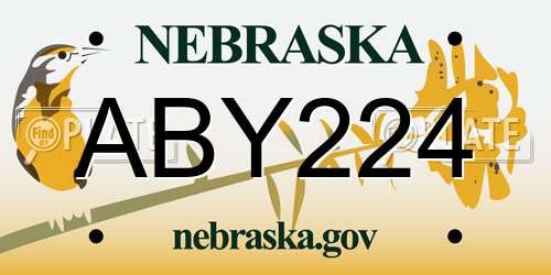ABY224 Nebraska License Plate